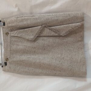 Liz Claiborne | Wrap Natural Tan/Specks Herringbone Fringed Waterfall Skirt | 8